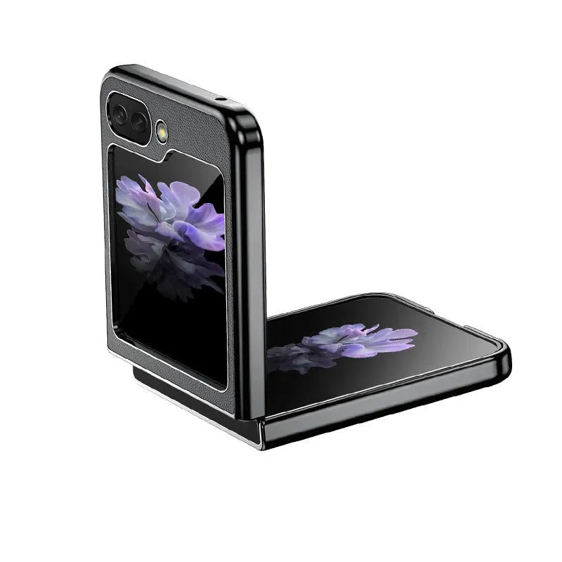 Galaxy Zflip5 Plain Leather Foldable Screen Phone Case - Bellarte Enchanté Galaxy Zflip5 Plain Leather Foldable Screen Phone Case